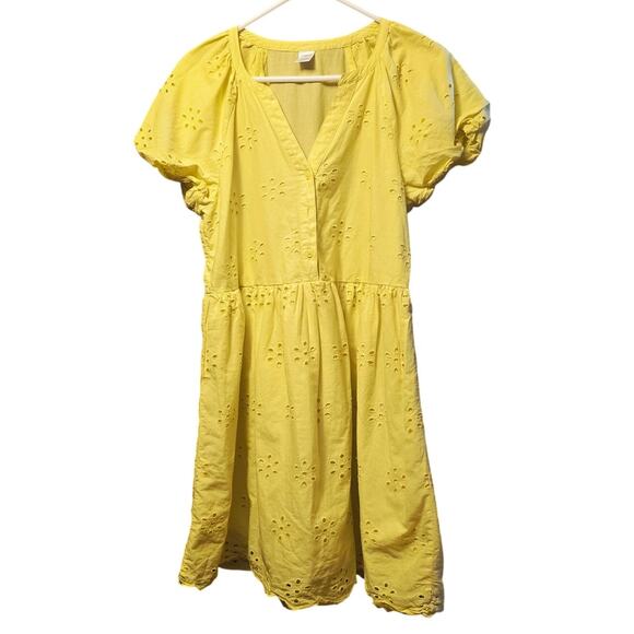 Peyton & Parker Neon Yellow Eyelet Mini Dress - Picture 1 of 5